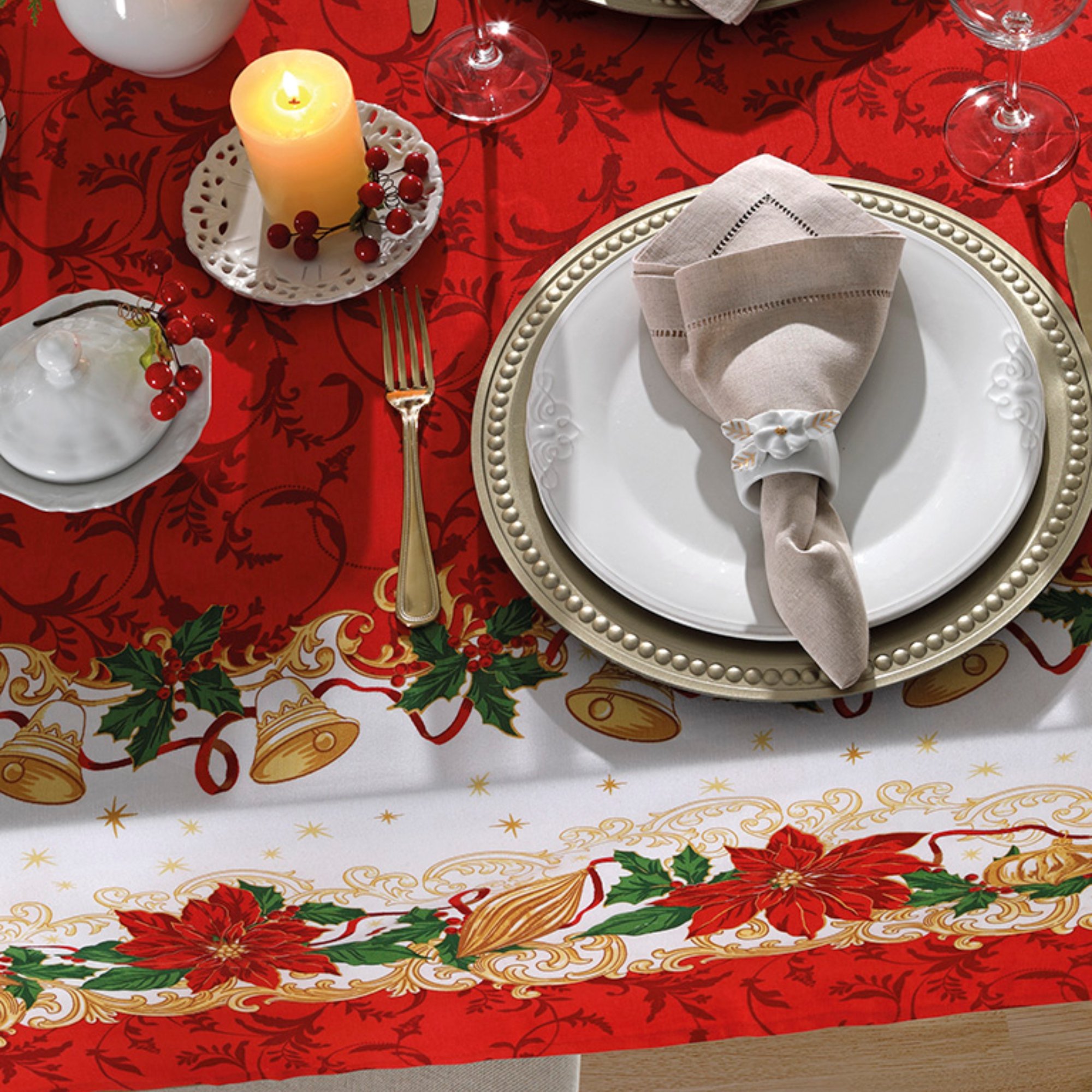 Toalha de Mesa Retangular Döhler Athenas 6 Lugares Natalina