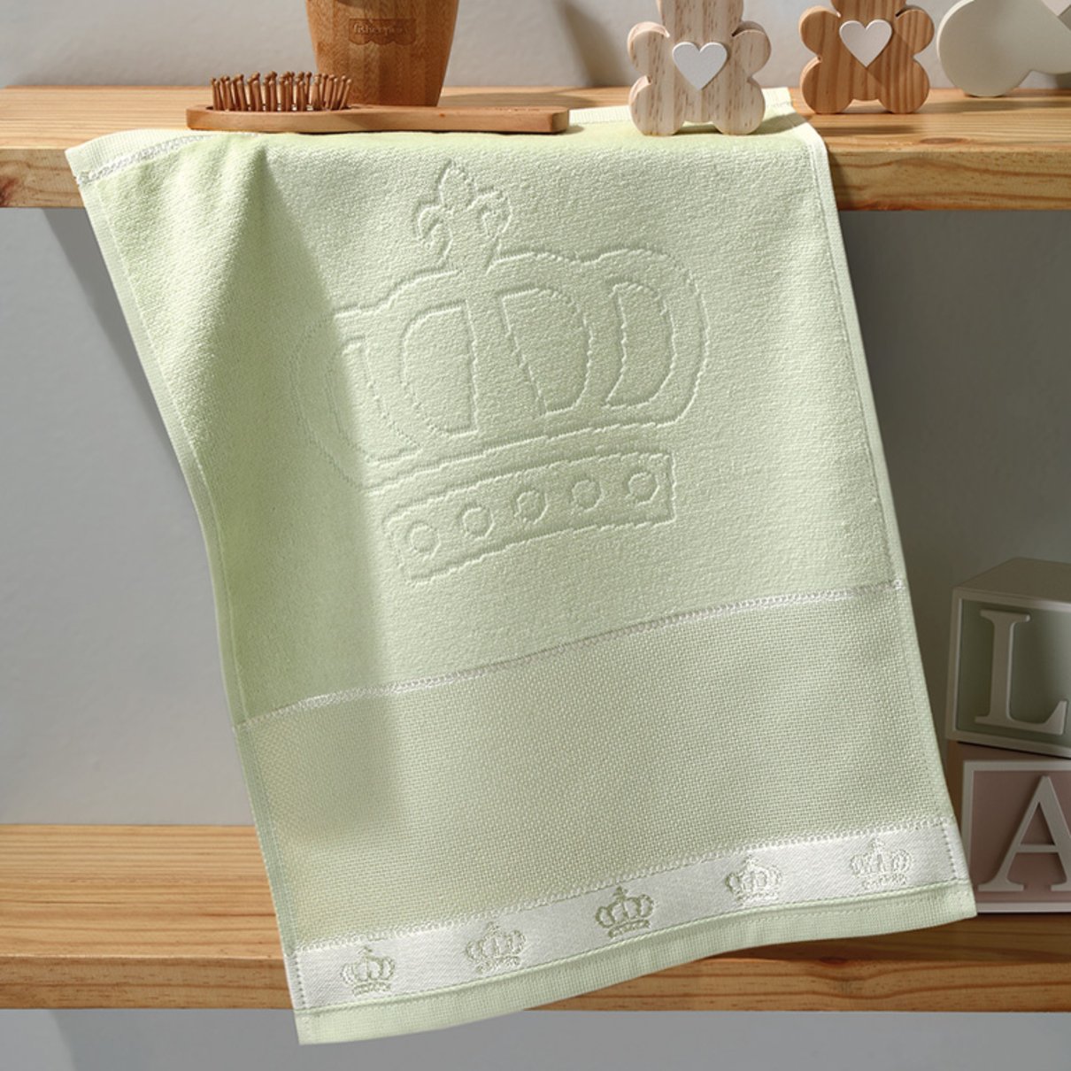 toalha lavabo aveludada ponto cruz dohler baby classic coroa