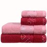 jogo de toalhas 4 pecas feirao de toalhas coracoes rosa bebe e magenta