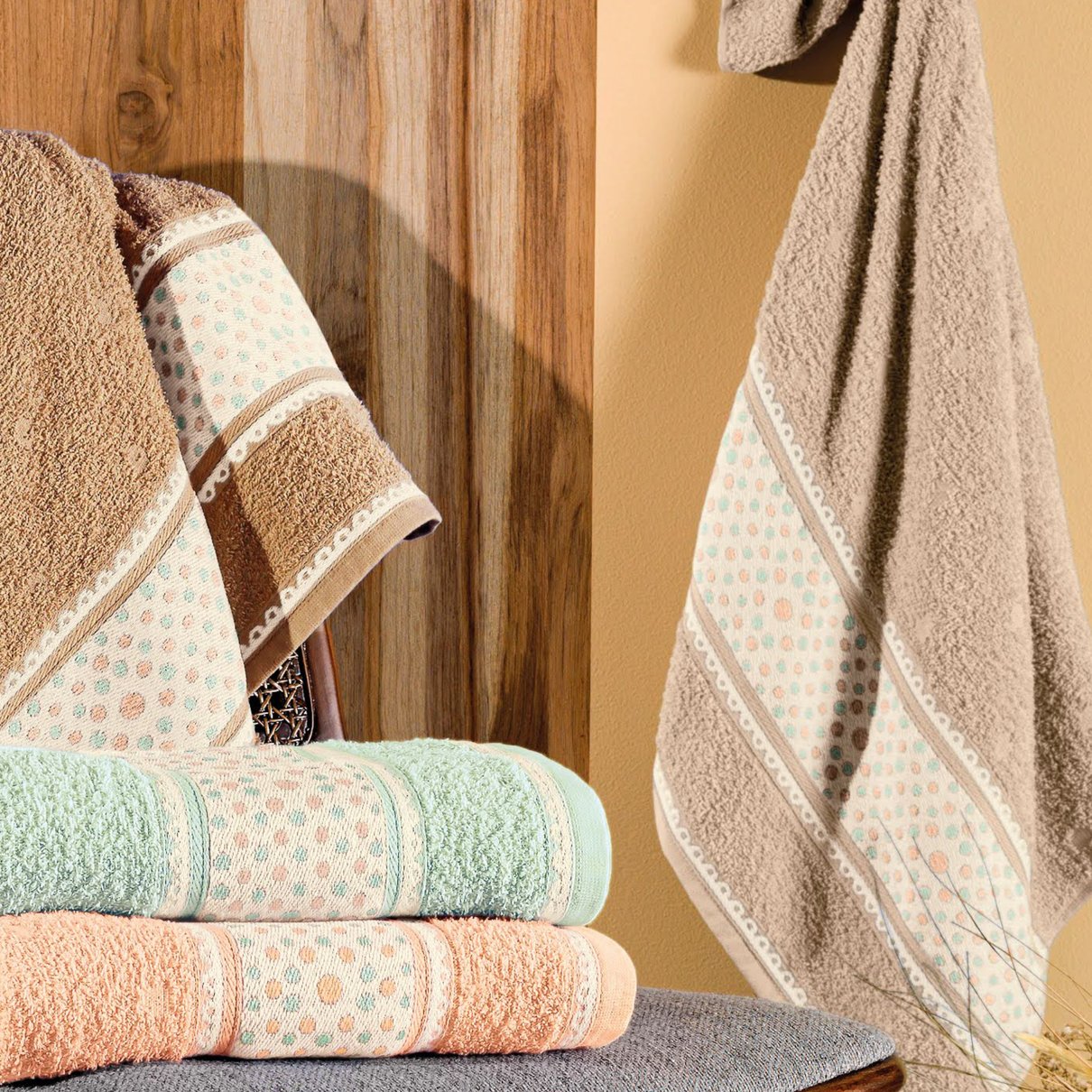 toalha banho rosto felpuda jacquard dianneli poa detalhes