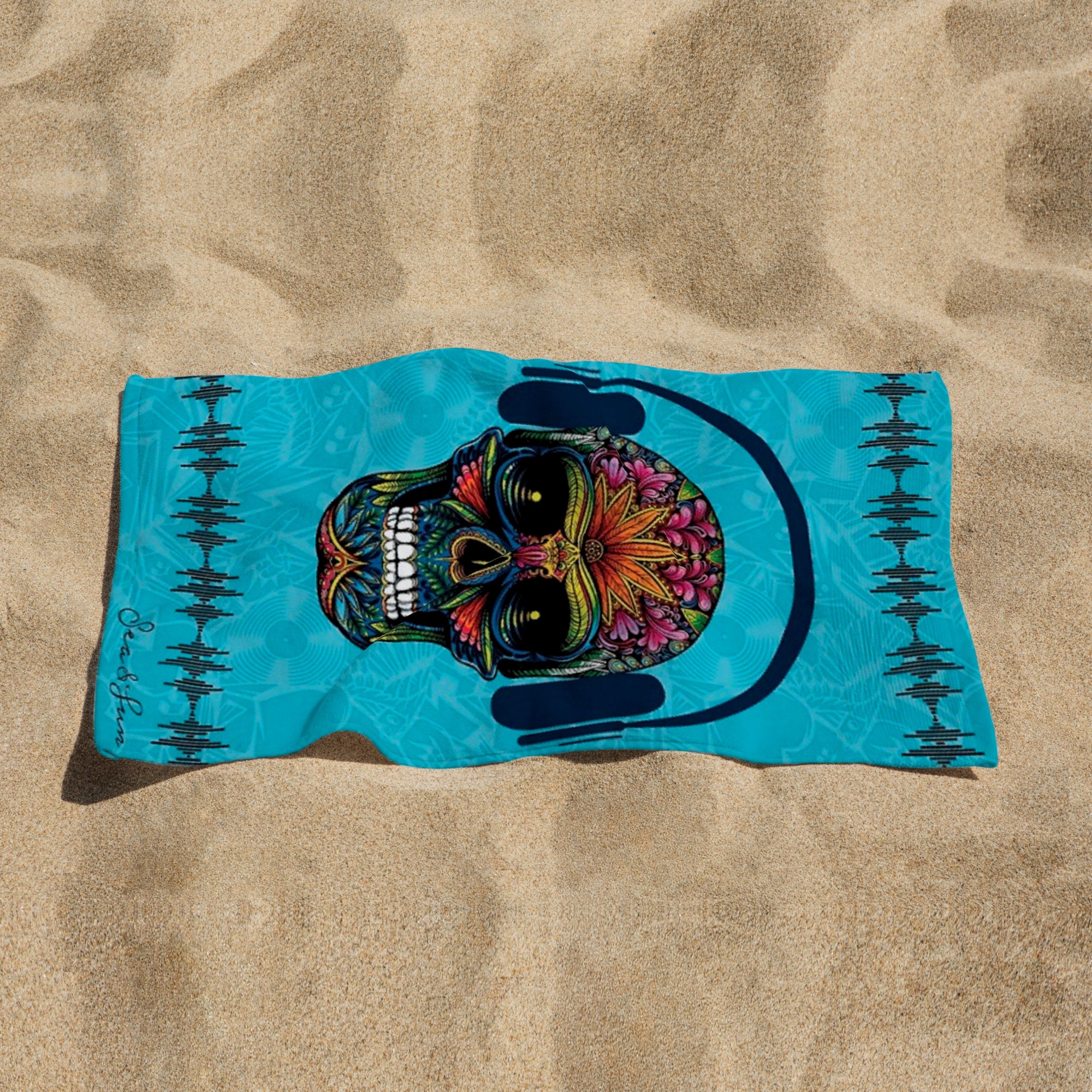 Toalha de Praia Microfibra Estampada Rozac - Caveira