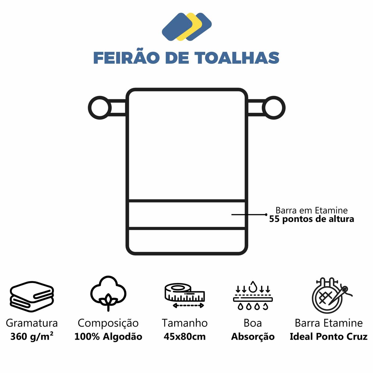 toalha de rosto para bordar ponto cruz presence img comple