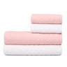 jogo de toalhas 4 pecas atlantica finesse off white com rosa marshmallow