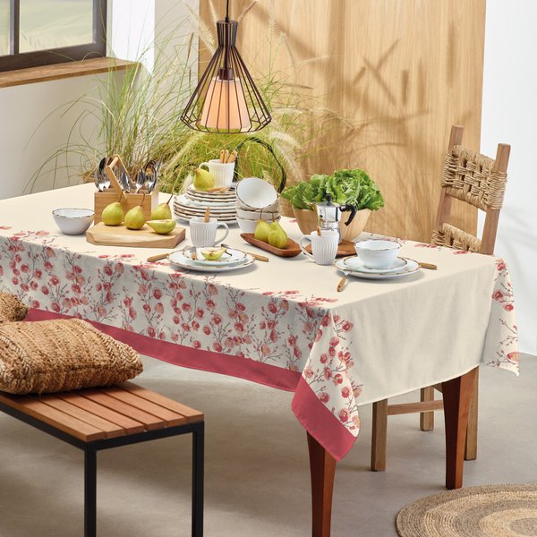 toalha mesa estampada retangular 6 8 lugares basic teka cerejeira ambientada