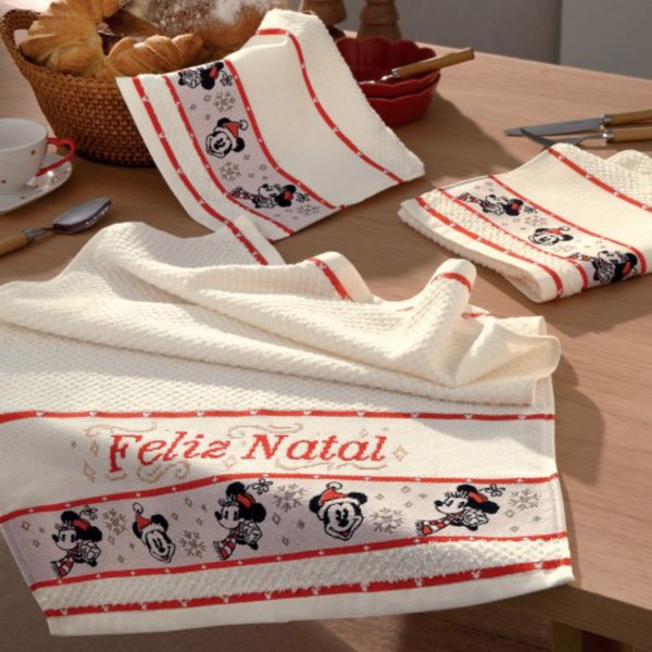 pano copa felpudo jacquard ponto cruz dohler mickey marfim