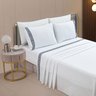 jogo de cama solteiro casal queen king toque de algodao 300 fios rozac platinum ambientado branco