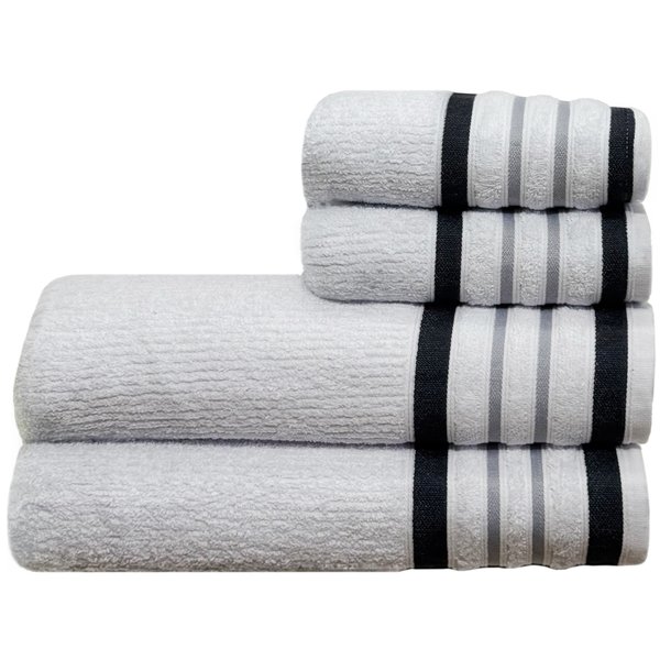 jogo de toalhas pecas feirao de toalhas branco com cinza