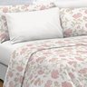 jogo de cama casal queen king hipercal 300 fios 6 pecas rozac chrome floral rosa detalhes