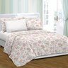 jogo de cama casal queen king hipercal 300 fios 6 pecas rozac chrome floral rosa ambientado