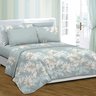jogo de cama casal queen king hipercal 300 fios 6 pecas rozac chrome floral azul ambientado