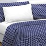 jogo de cama casal queen king hipercal 300 fios 6 pecas rozac chrome geo azul detalhes
