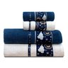 jogo de toalhas 4 pecas orion branco com azul