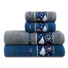 jogo de toalhas 4 pecas orion cinza com azul