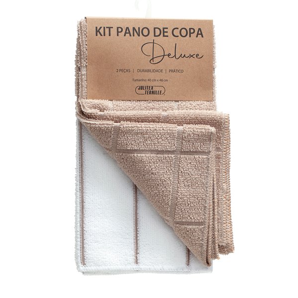 kit 2 panos de copa jolitex deluxe branco com marrom claro foto still