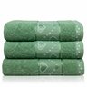 kit 3 pecas toalha de banho jacquard coracoes verde fine