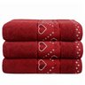 kit 3 pecas toalha de banho jacquard coracoes bordo