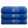 kit 3 pecas toalha de banho jacquard coracoes azul anil