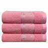 kit 3 pecas toalha de banho jacquard coracoes rosa bebe