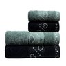 jogo 4 toalha jacquard coracoes preto e verde cha
