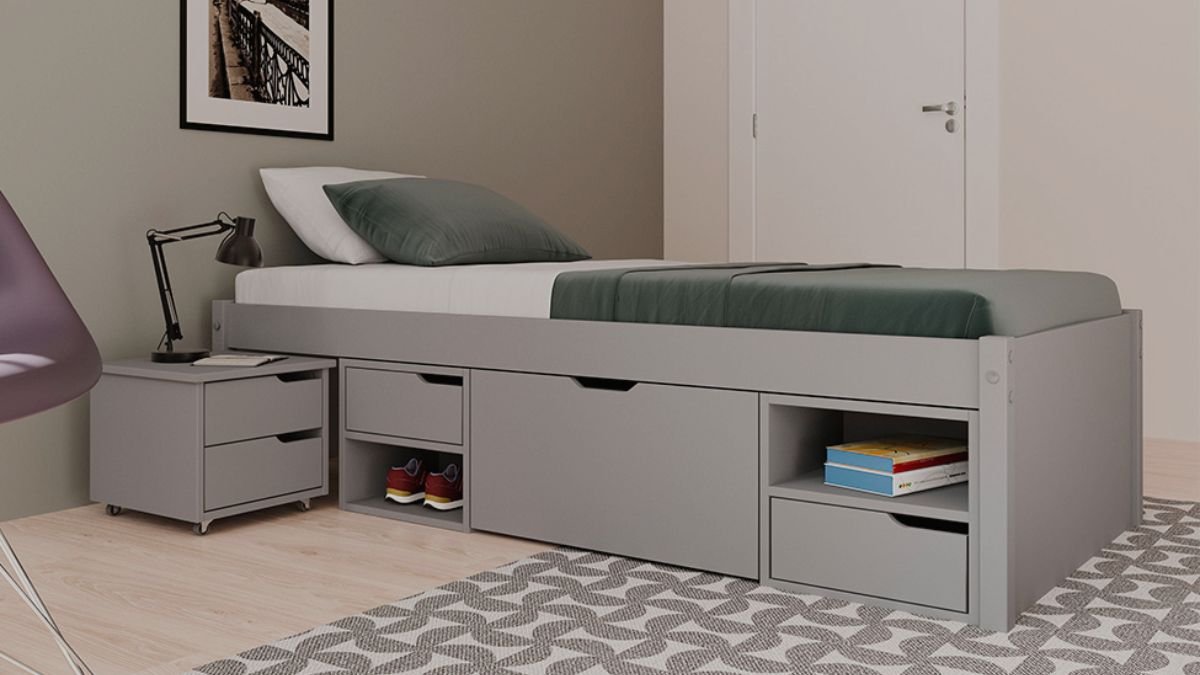 cama de solteiro com moveis