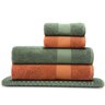 jogo 4 pecas toalhas gigantes fio penteado monaco verde e terracota