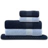 jogo 4 pecas toalhas gigantes fio penteado monaco preto e azul