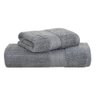 jogo 2 pecas toalha de banho banhao canelado buddemeyer fio penteado cinza 1938