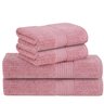 jogo 4 pecas toalha de banho banhao canelado buddemeyer fio penteado rosa 1997