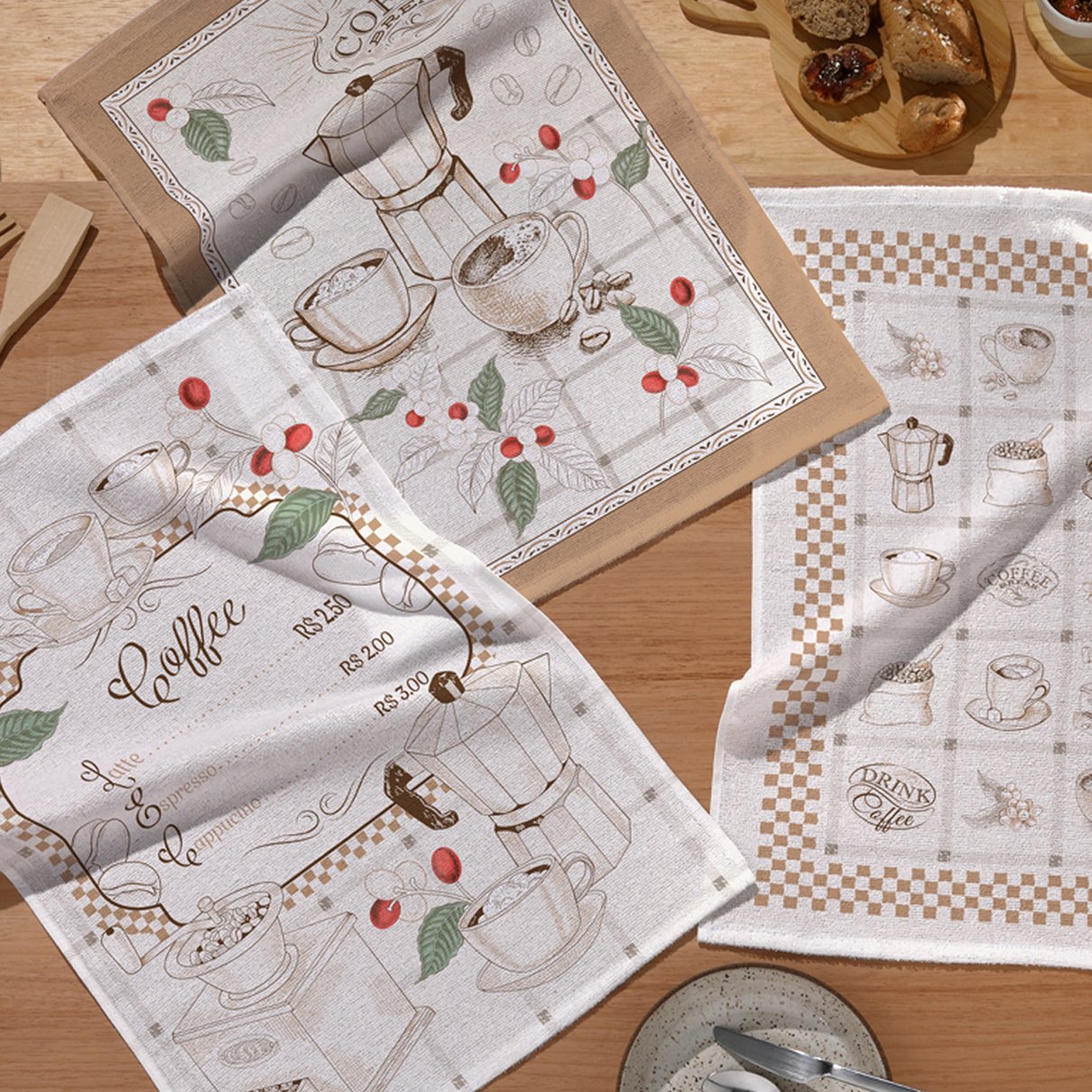 pano de copa felpudo estampado dohler hora do cafe detalhe