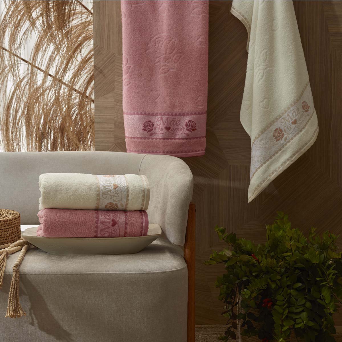 toalha dia das maes ambiente rosas