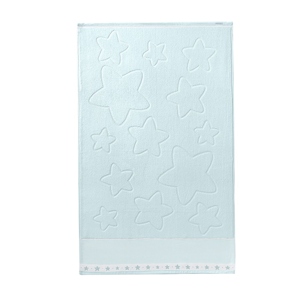 foto toalha de banho dohler baby star ponto russo sem capuz aberta azul claro